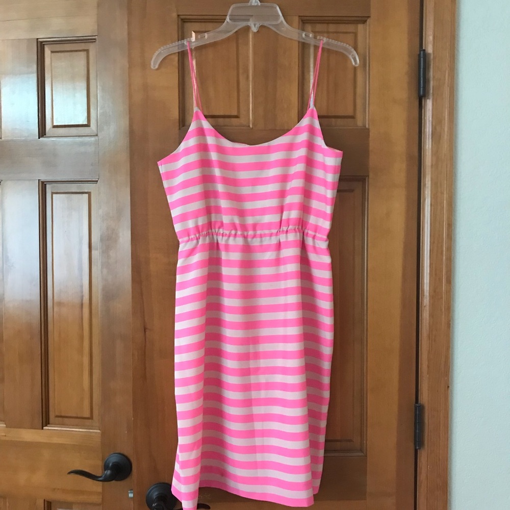 J. Crew pink and white striped strappy dress